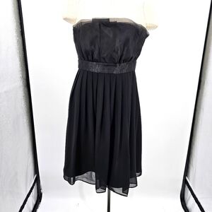White House Black Market Black Sheer Crumb Catcher Strapless Size 8 Dress